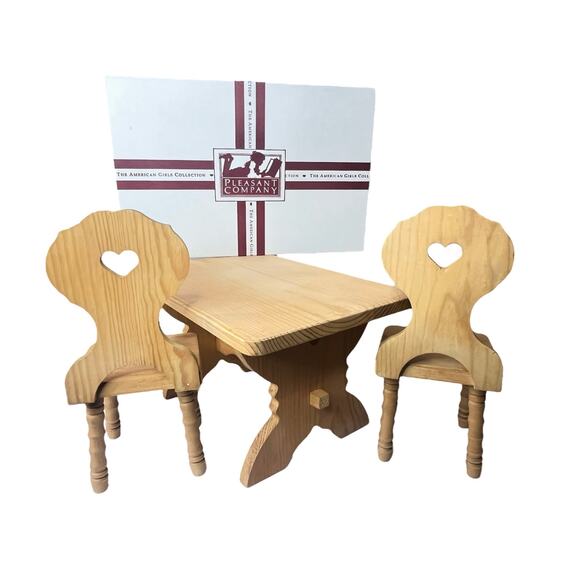 VTG American Girl Kirsten Wood TRESTLE TABLE & CHAIRS Set Doll Furniture In BOX - Picture 10 of 13
